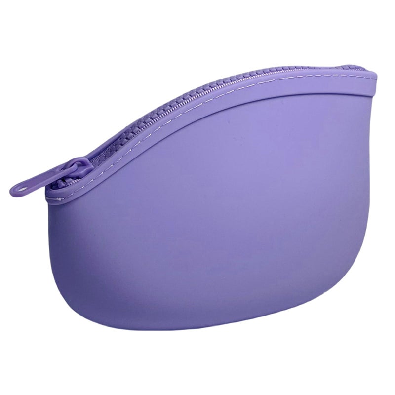 WHHJM Small Makeup Bag Premium Silicone Purse Bag Multifunctional Essential Bag Zipper Pouch Water and Heat Resistant (Purple) - Image 1